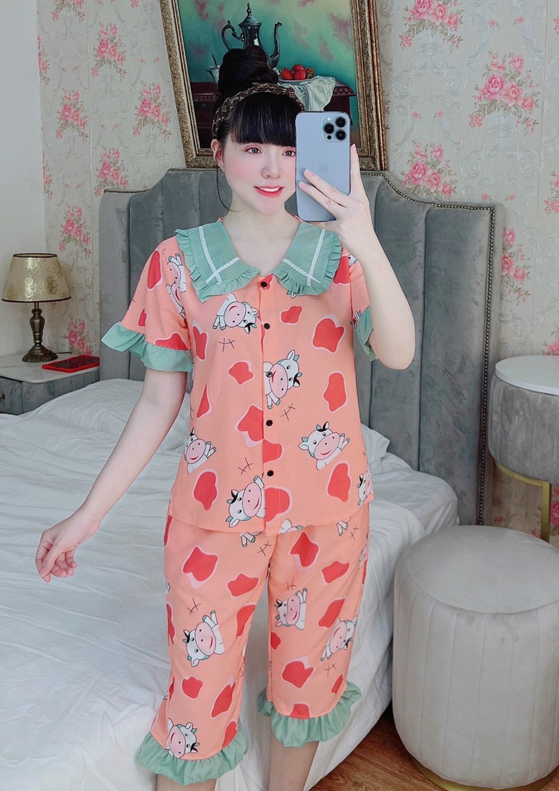 [LỬNG SIZE DƯỚI 57kg ] Đồ Bộ Pijama Lụa Hàn Họa Tiết Siêu Đẹp