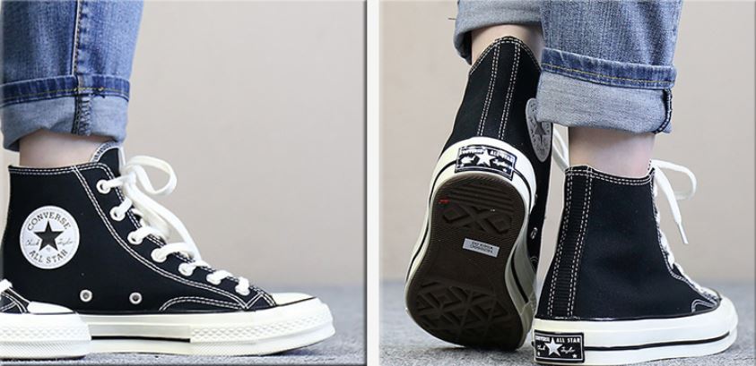 Giày Thể Thao Sneaker Converse 1970s Đen Vạch Trắng Cao Cổ