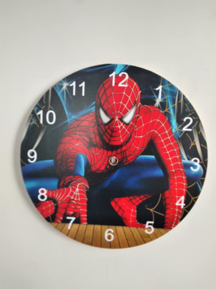 Đồng hồ treo tường kim trôi tròn siêu nhân nhện cho trẻ em