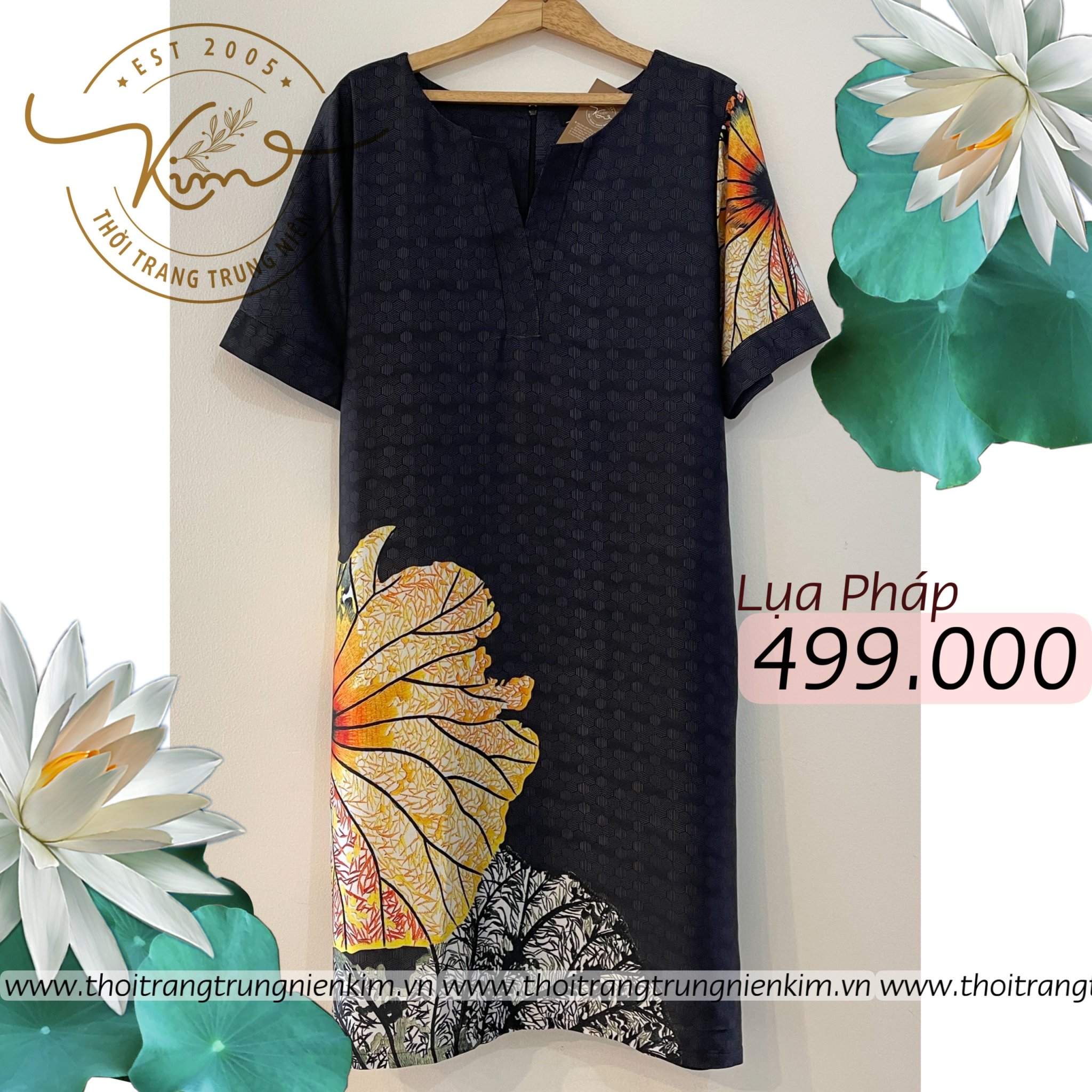 Đầm lụa Pháp cổ xẻ