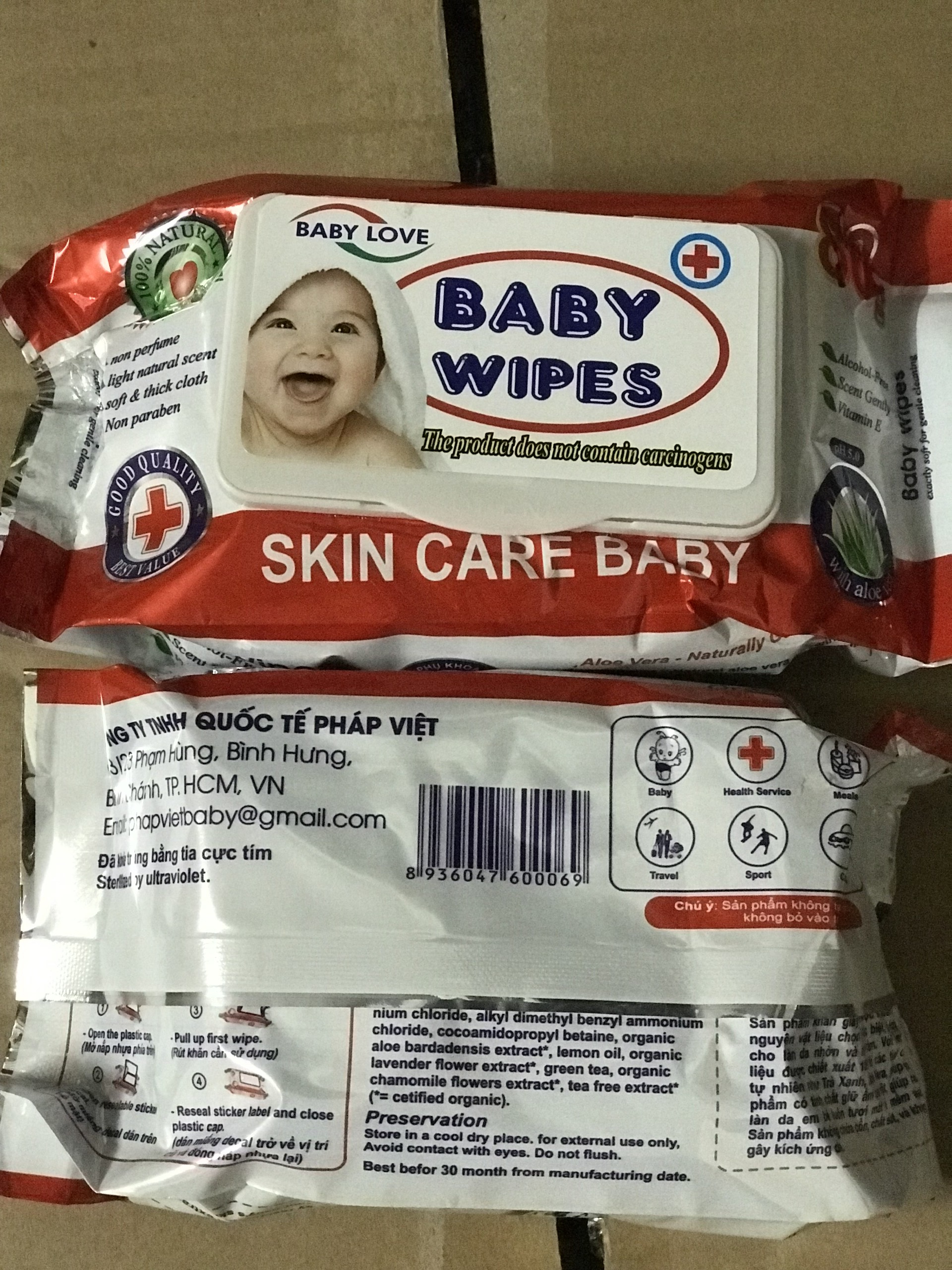 COMBO 5 BỊCH Khăn Giấy Ướt Baby Wipes Bịch 80g