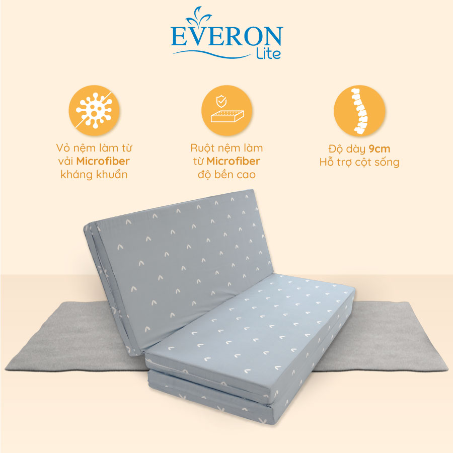 Nệm Bông Ép Gấp 3 Everon Lite, bảo hành 5 năm