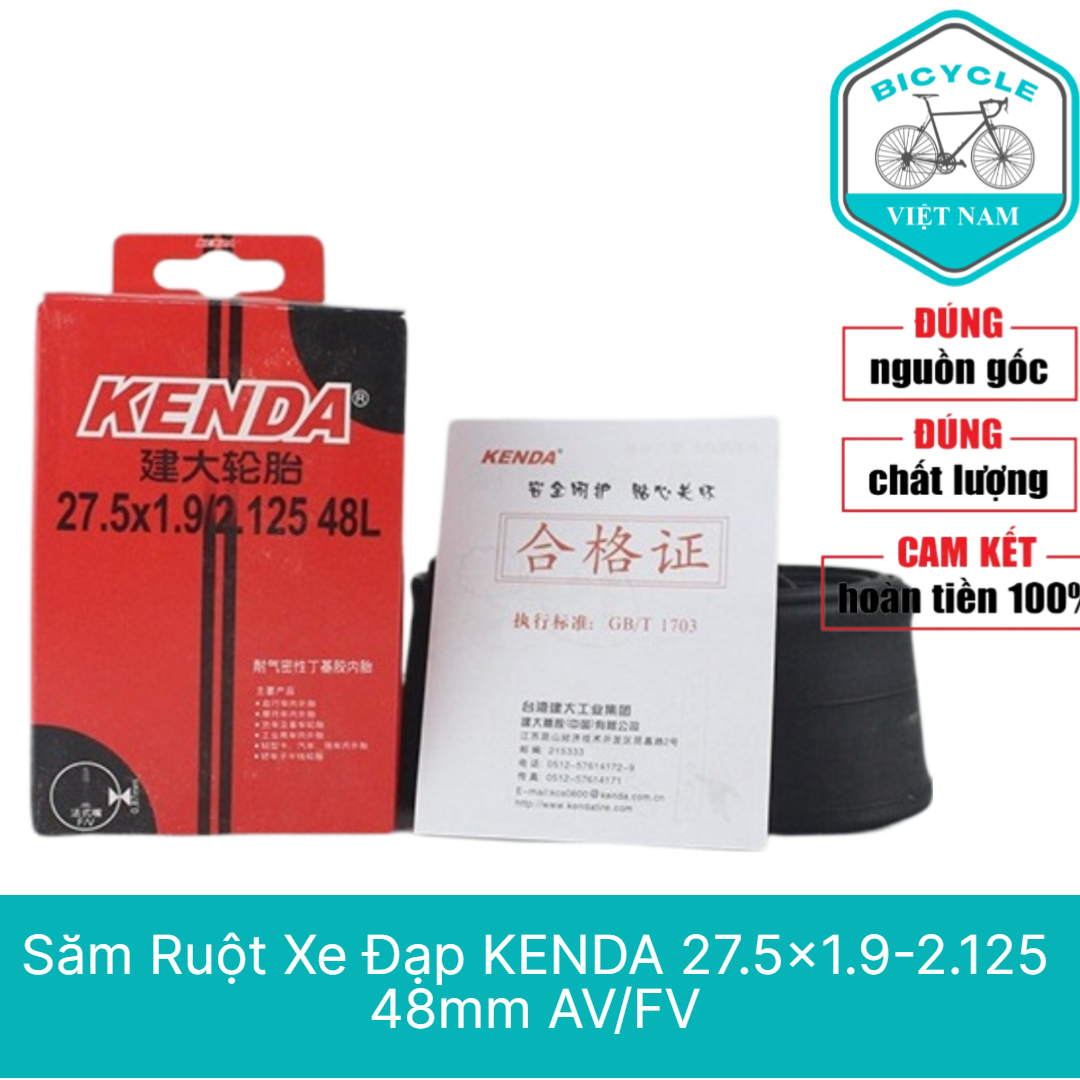 Săm Ruột Xe Đạp Kenda 27.5x1.9-2.125 48mm AV/FV – Cao Su Đàn Hồi Cao, Bền Bỉ, Chính Hãng