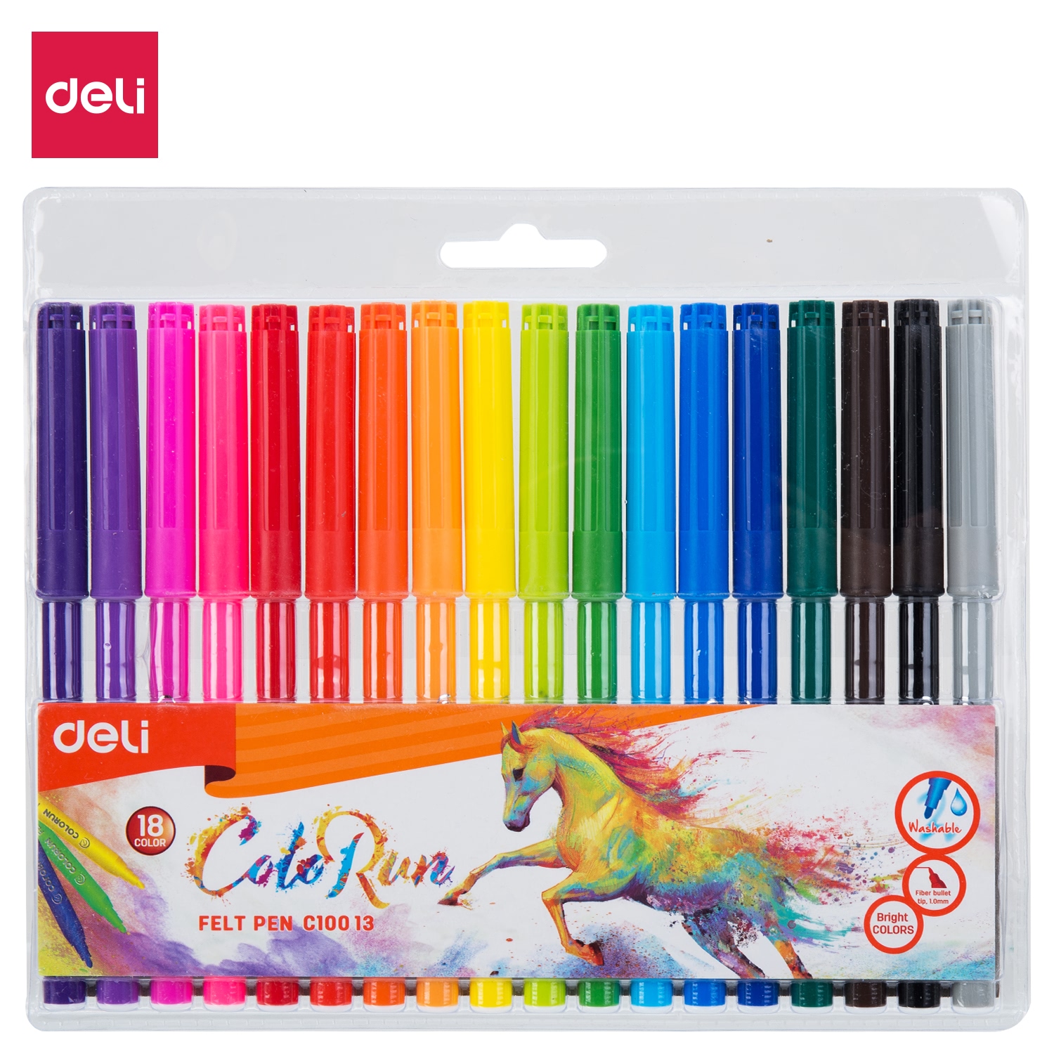 Bút màu lông 1.0mm Deli, 12 màu/18 màu/24 màu/hộp - fiber pen - EC10003/EC10013/EC10023