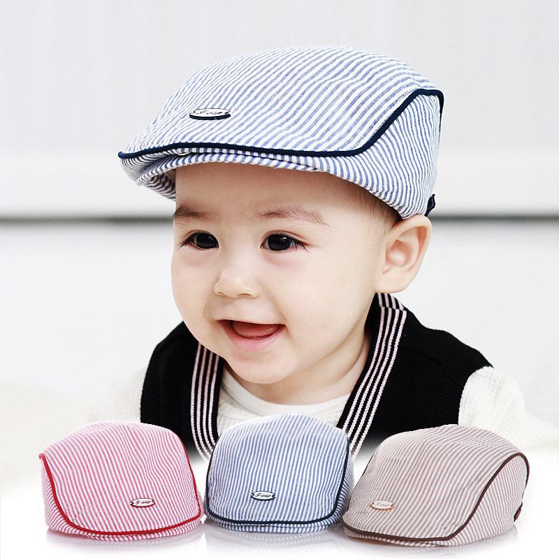 Mũ beret nồi cho trẻ em họa tiết sọc