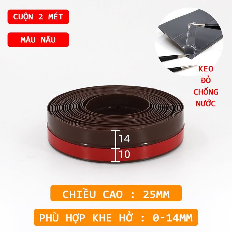2 Mét Ron Cao Su LOẠI CẢI TIẾN Dán Khe Hở Chân Cửa Ngăn Loại 25mm