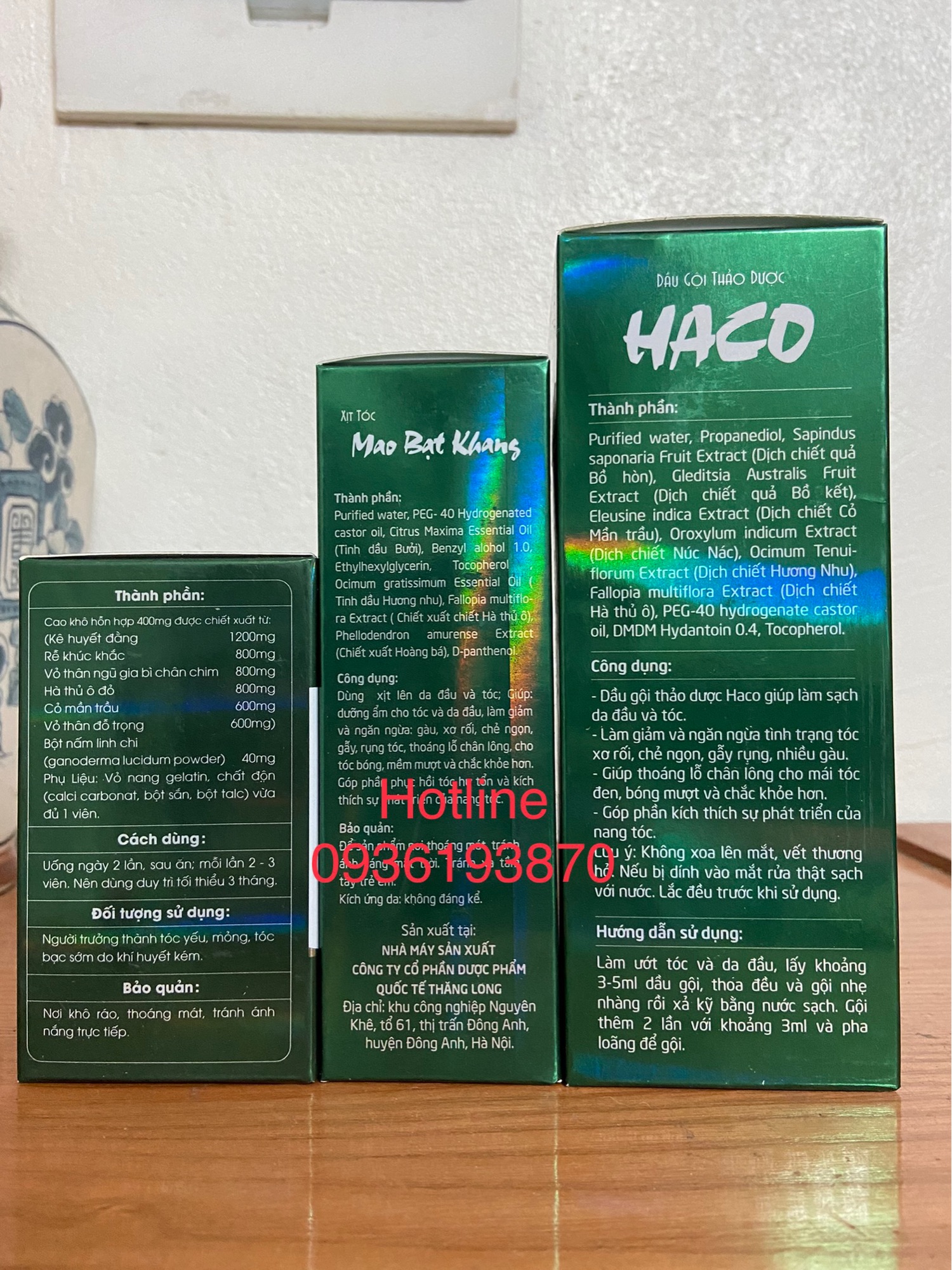 BỘ TÓC HACO: 1 Uống, 1 Gội, 1 Xịt
