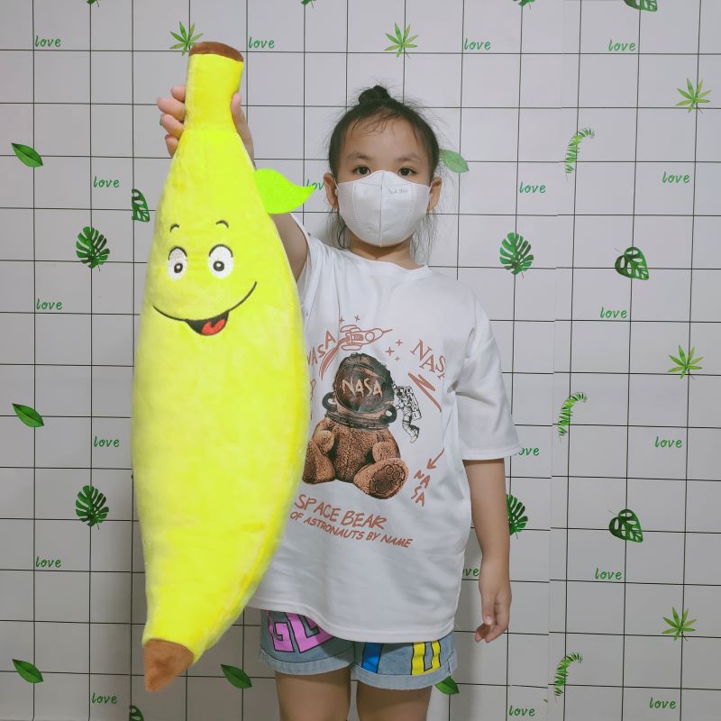 GỐI ÔM NGỦ CHO BÉ SƠ SINH HÌNH TRÁI CHUỐI LOẠI NHỎ VẢI NHUNG MỊN AN TOÀN CHO DA BÉ