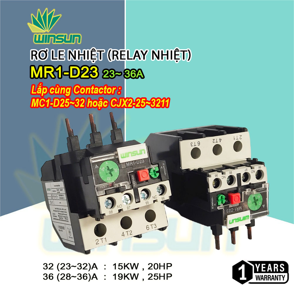 Rơ Le Nhiệt (Relay nhiệt) Winsun MR1-D23