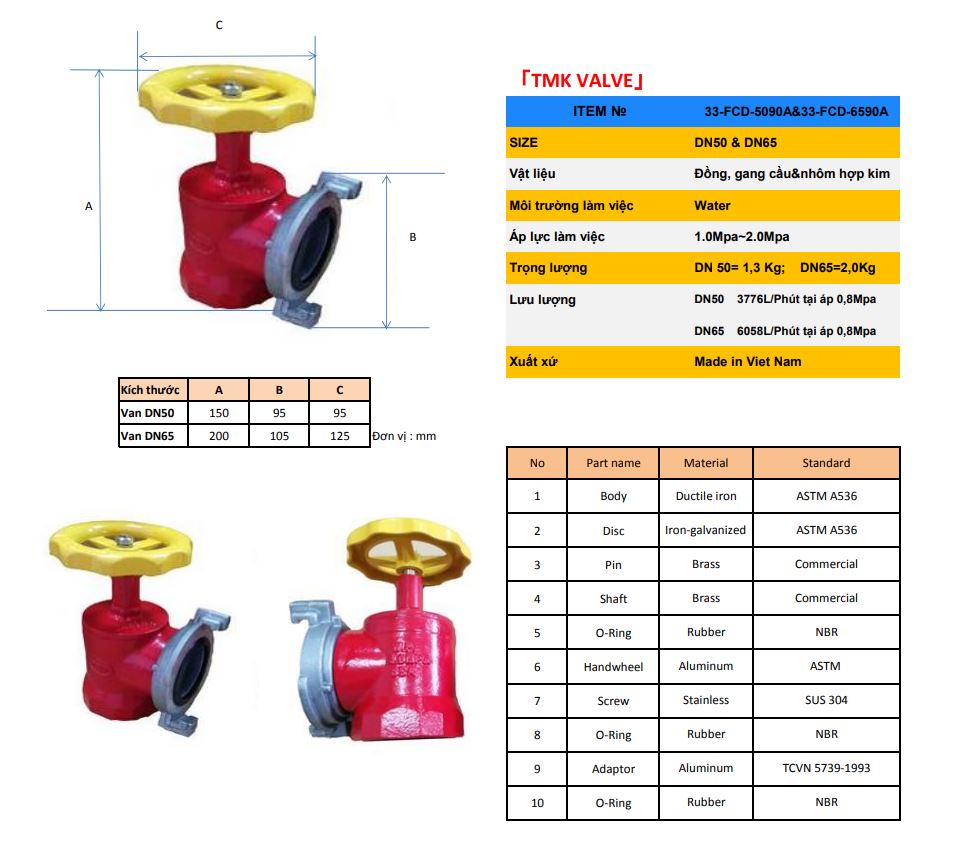VAN GÓC CHỮA CHÁY TOMOKEN DN50
