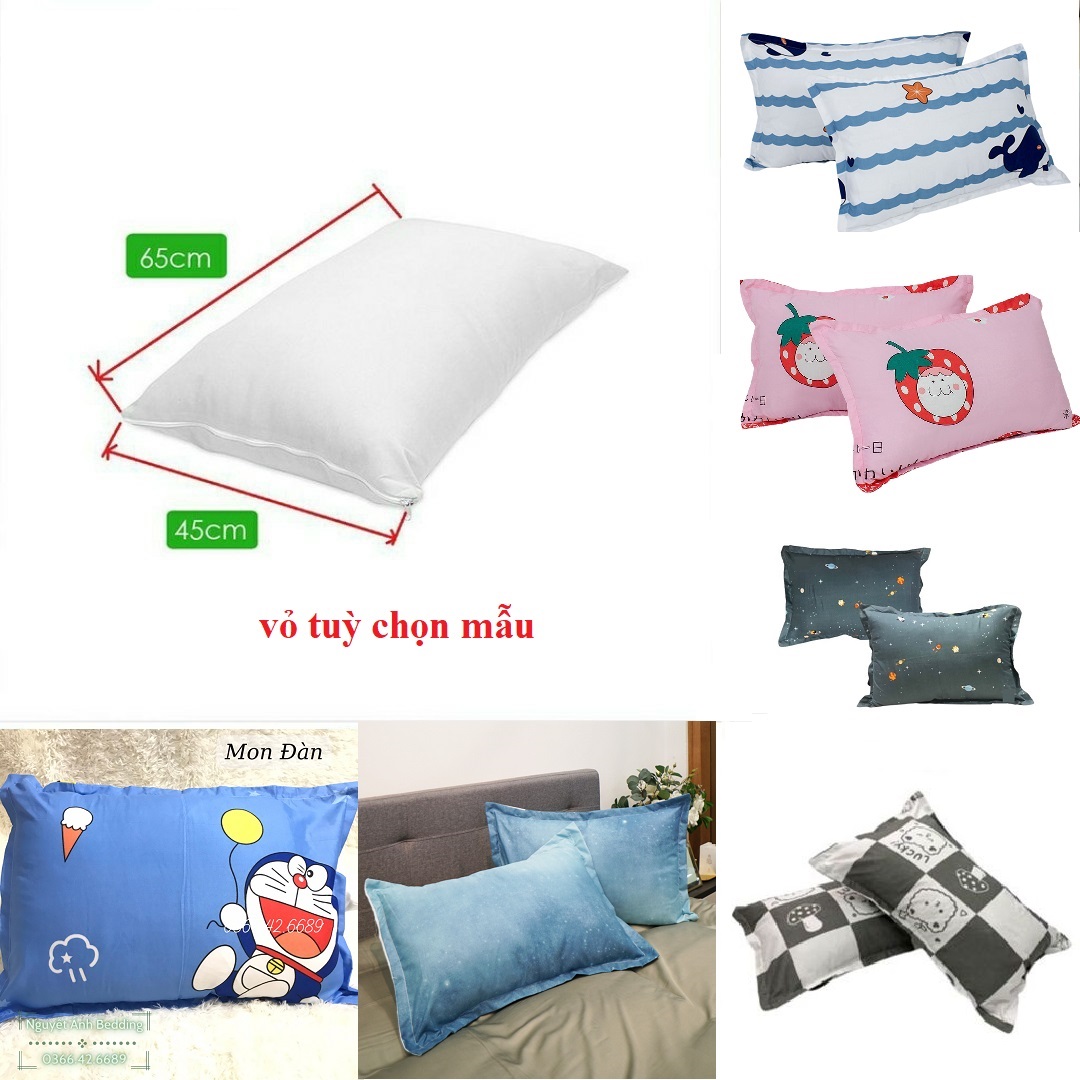 Ruột gối nằm bông trắng, loại sạch cho gia đình, ruột gối đầu người lớn 45x65cm - có bán thêm vỏ gối