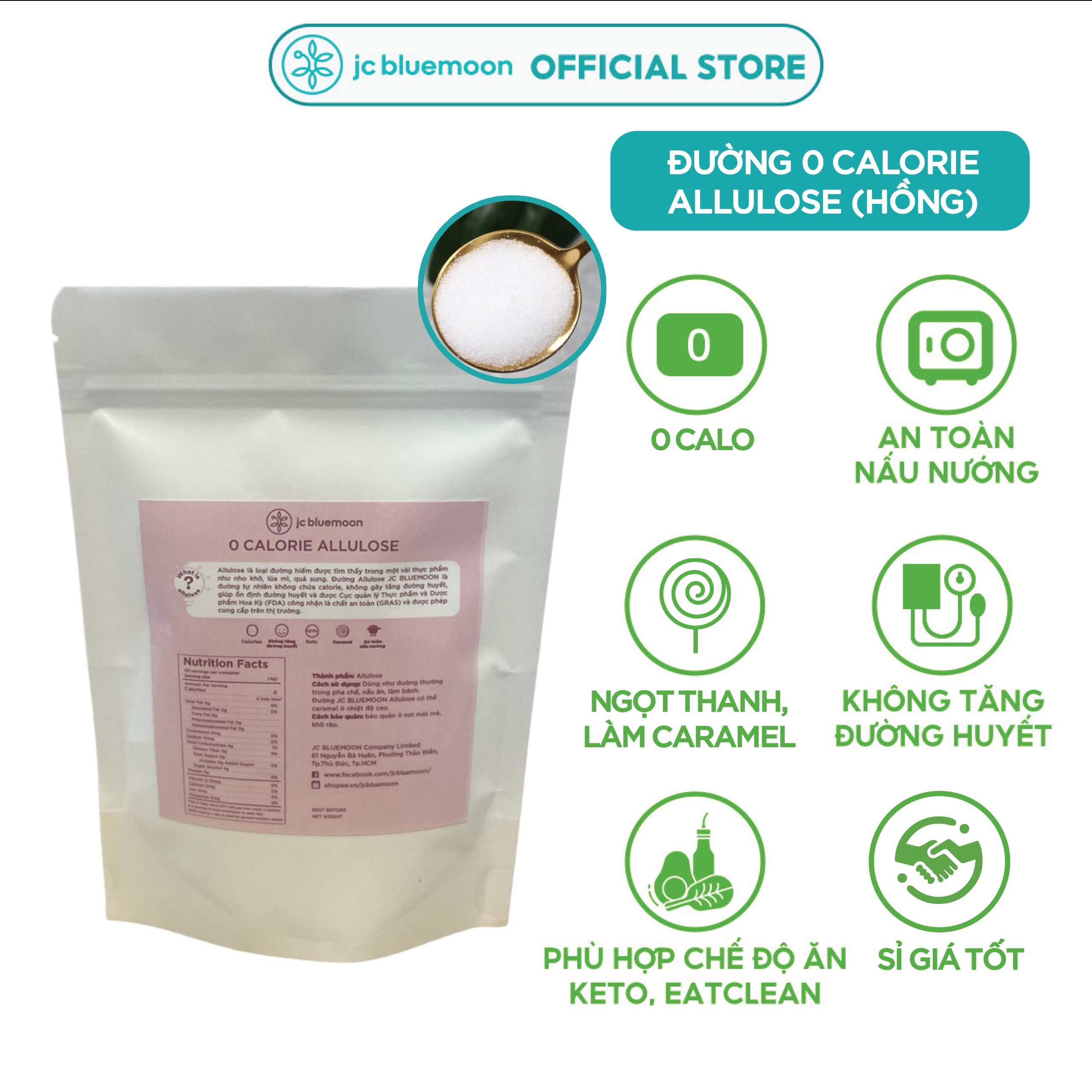 ✅[RẺ BẤT NGỜ] Đường Ăn Kiêng Allulose 0 Calo JC BLUEMOON (Thắng Caramel Đường)