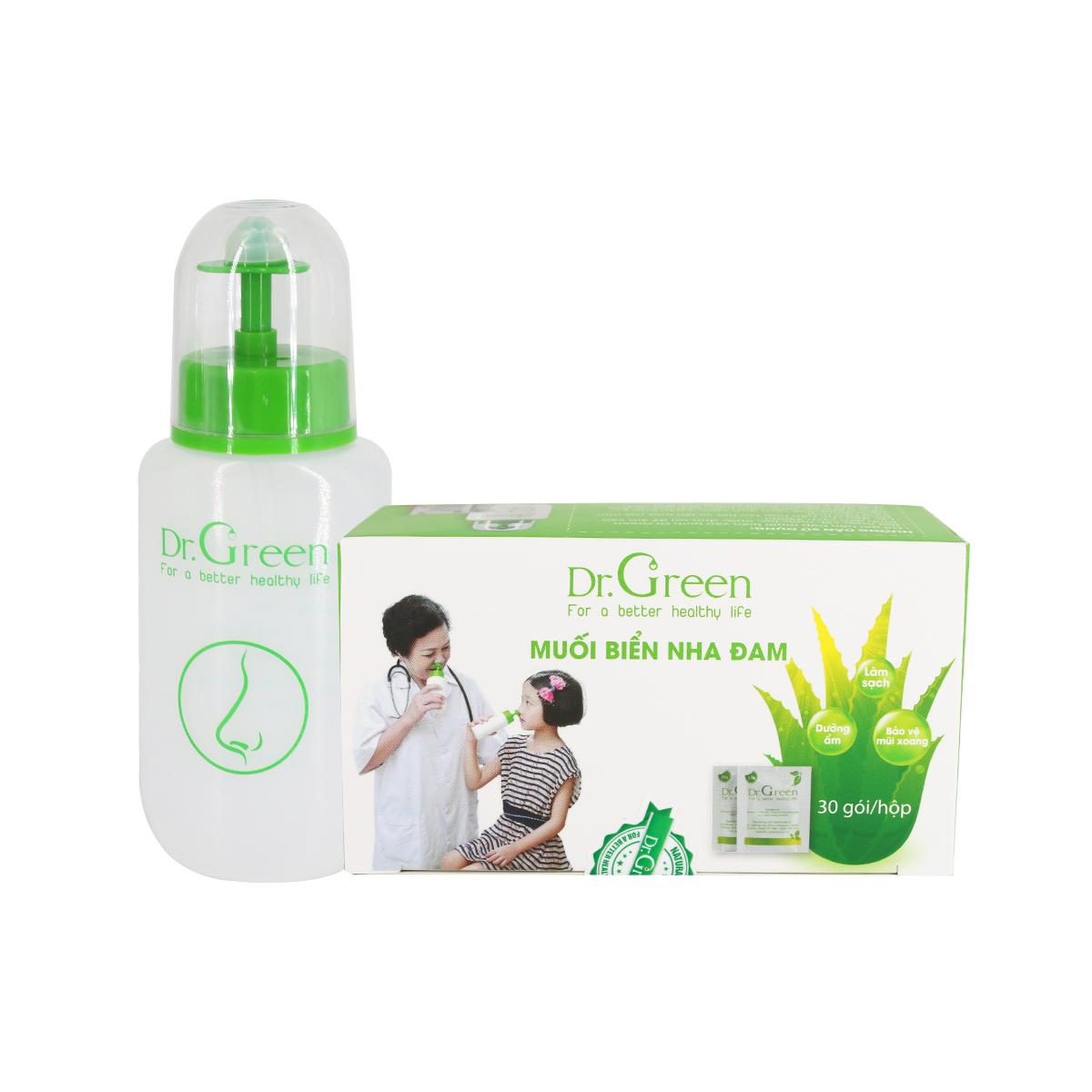 Bình Rửa Mũi Dr.Green  Combo Trải Nghiệm 1 Bình + 30 Gói Muối
