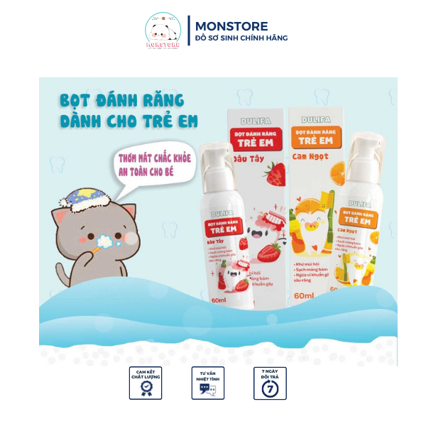 Bọt đánh răng trẻ em Dulifa chăm sóc răng miệng cho bé từ 2-10 tuổi DT 60ml
