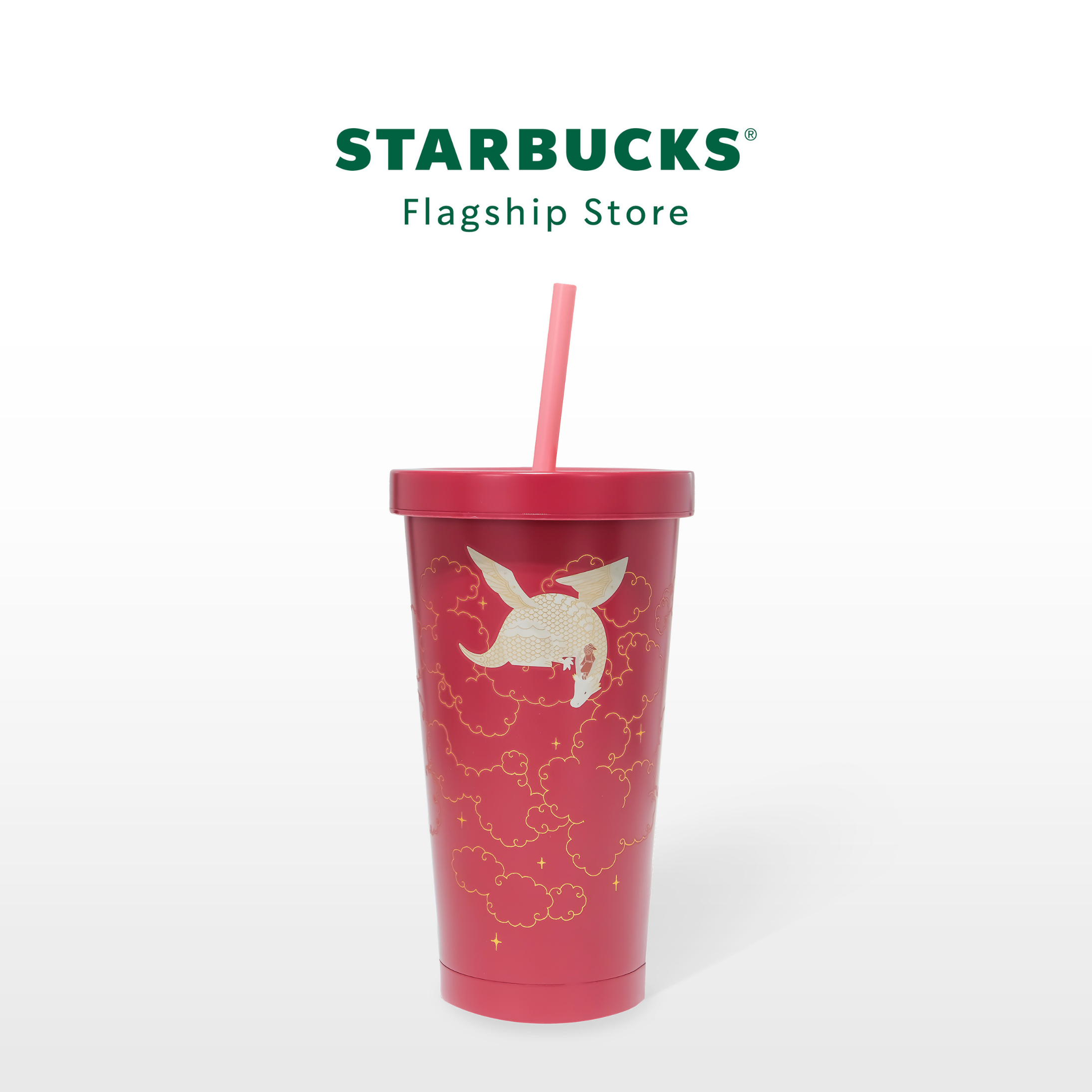 Ly Starbucks Cold Cup 15Oz (444ml) SS DRAGON N KEEPER ON CLOUD