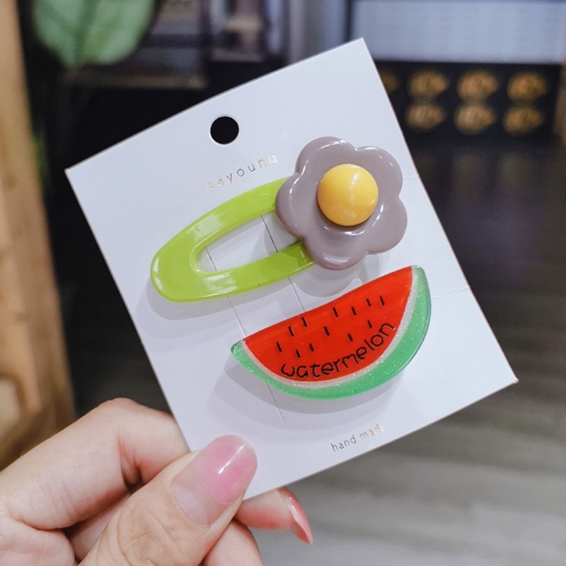 Set mái kẹp hoa và trái cây cute