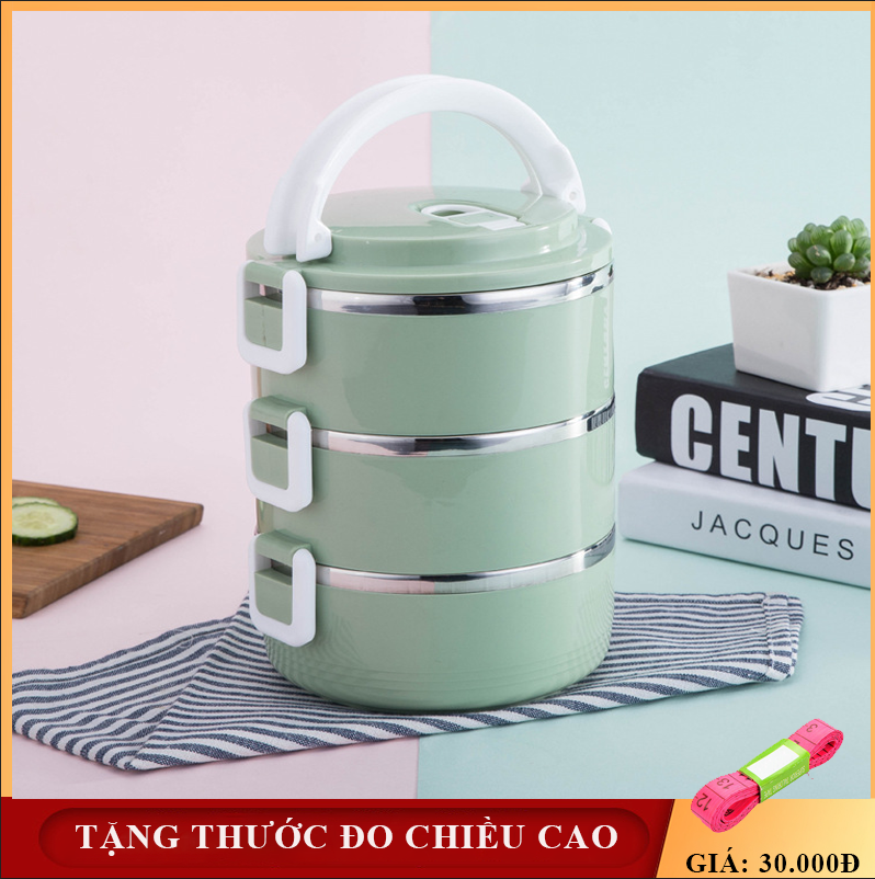 Cặp lồng - Hộp cơm giữ nhiệt inox 3 tầng chống tràn an toàn và tiện lợi.