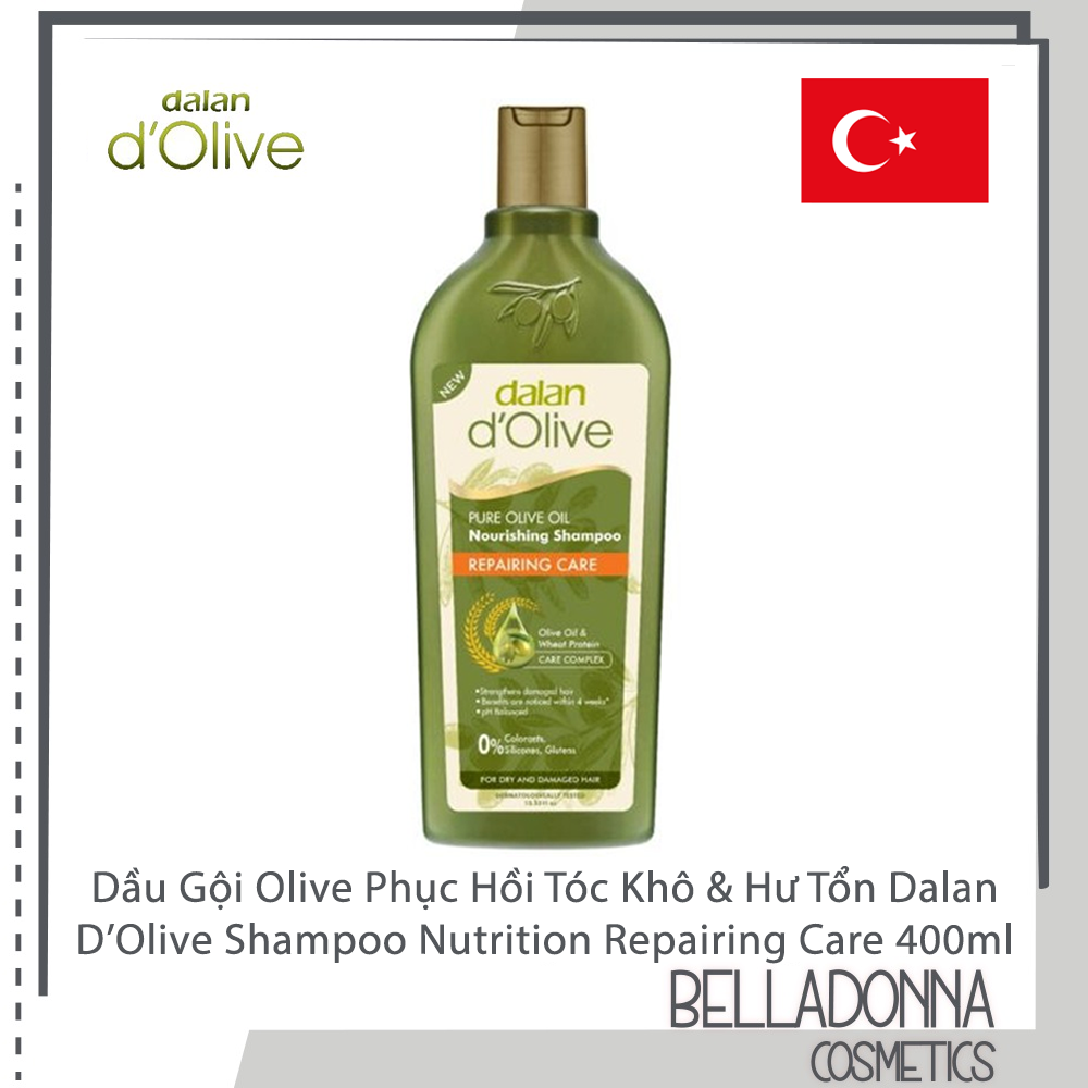 Dầu gội Oliu cho tóc khô và hư tổn Dalan D'Olive Shampoo Nutrition Repairing Care 400ml (Hàng Chính Hãng)