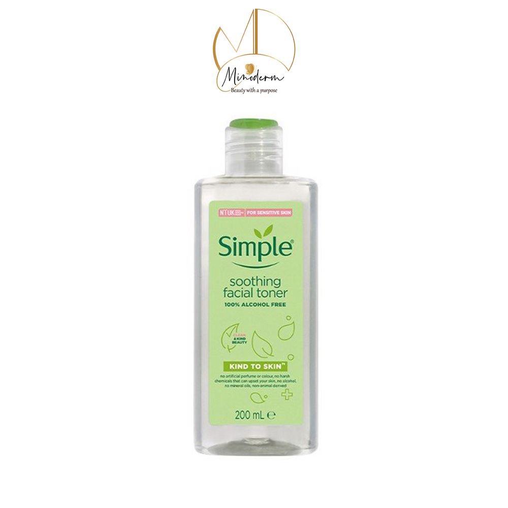 Nước Hoa Hồng Soothing Facial Toner Simple cân bằng ẩm cho da 200ml