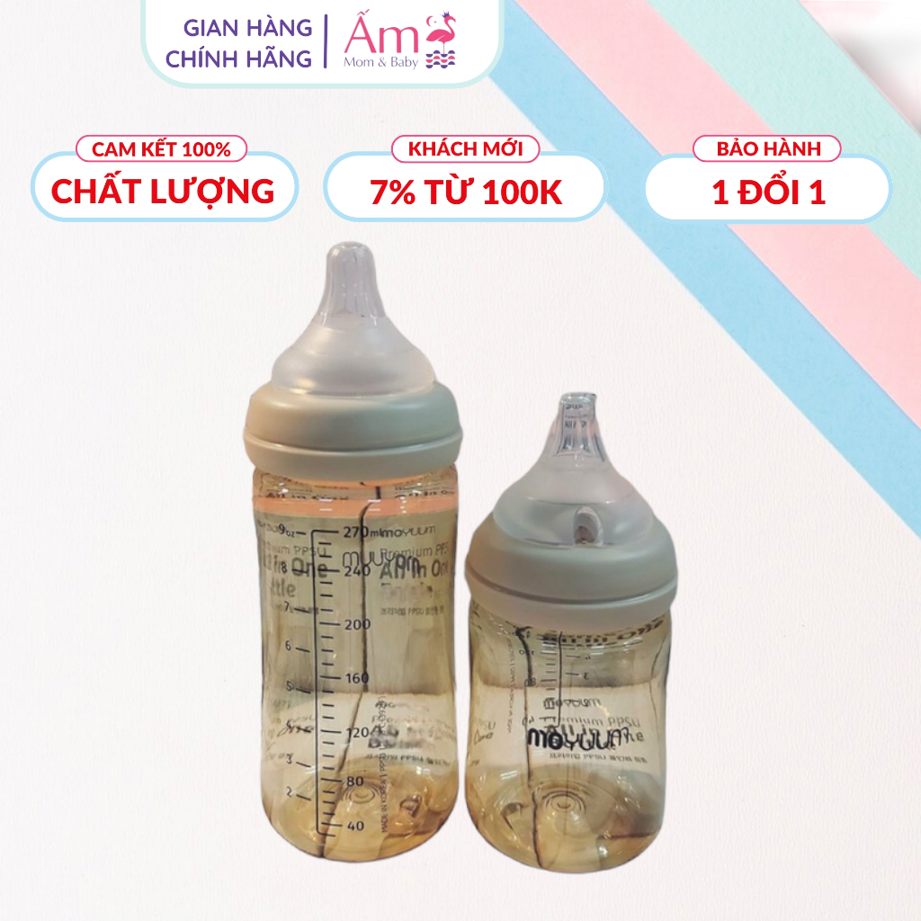 Bình Sữa Moyuum Classic PP Bởi Ấm Baby Nội Địa Hàn Quốc Nhựa PPSU Núm Silicon Siêu Mềm Cho Bé 170ml/ 270ml