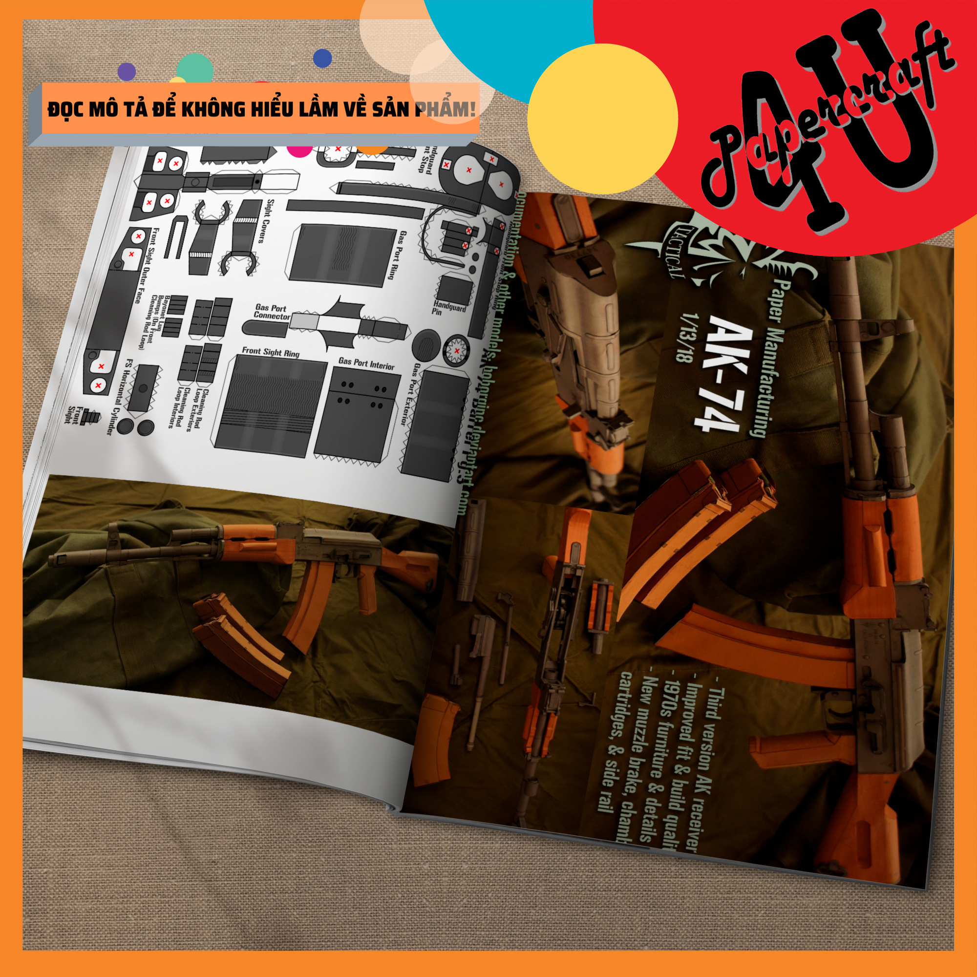 Bộ giấy tạo mô hình A.k-74 tỉ lệ 1:1 - Giành cho người chơi mô hình giấy