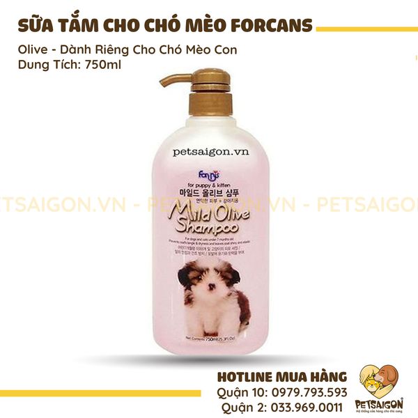 SỮA TẮM FORCANS OLIVE CHO CHÓ MÈO CON