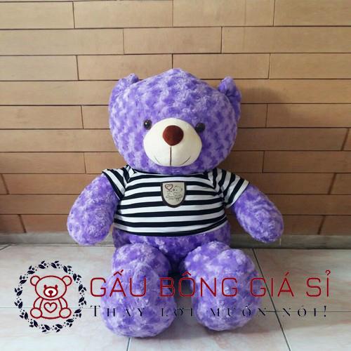 Gấu bông Teddy khổ vải 80cm màu tím cà