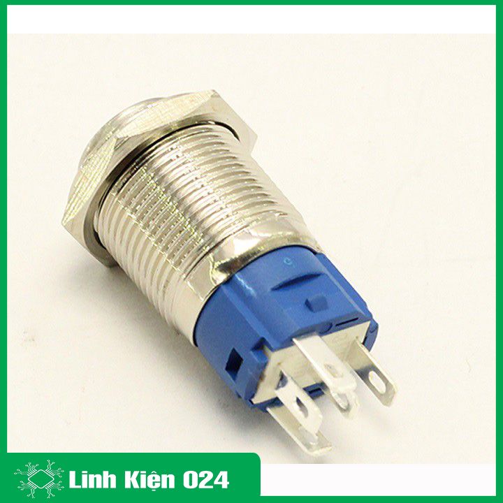 Nút nhấn đề sắt chống nước có đèn báo 12VDC12mm nhấn giữ
