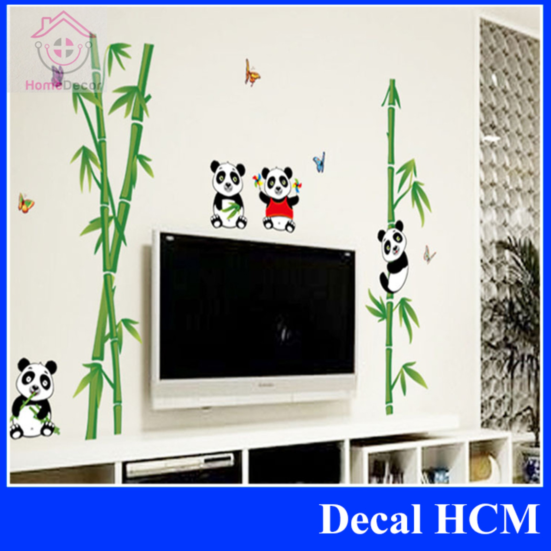 [HCM]Decal dán tường gấu Amyshop Gấu trúc đáng yêu ( ngang 115 x cao 118 cm)