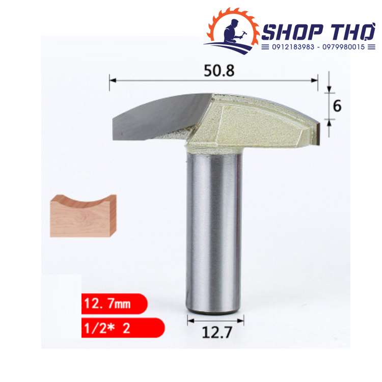 Mũi Phay Đánh Hình Cầu Lõm Tideway Cốt 12.7mm