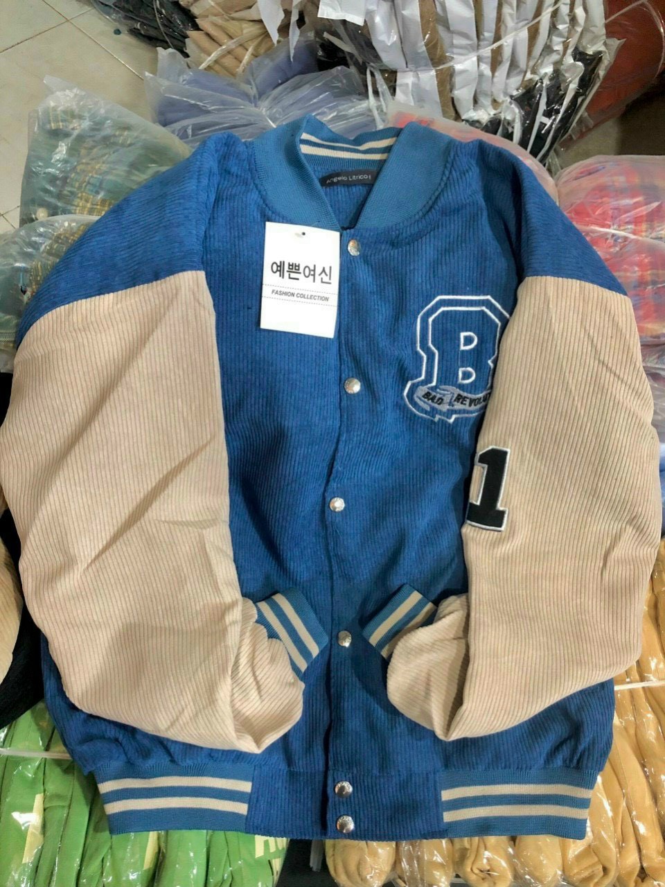 Áo khoác bomber nam nữ jacket nhung tăm dày dặn thêu chữ B hot hit TP12