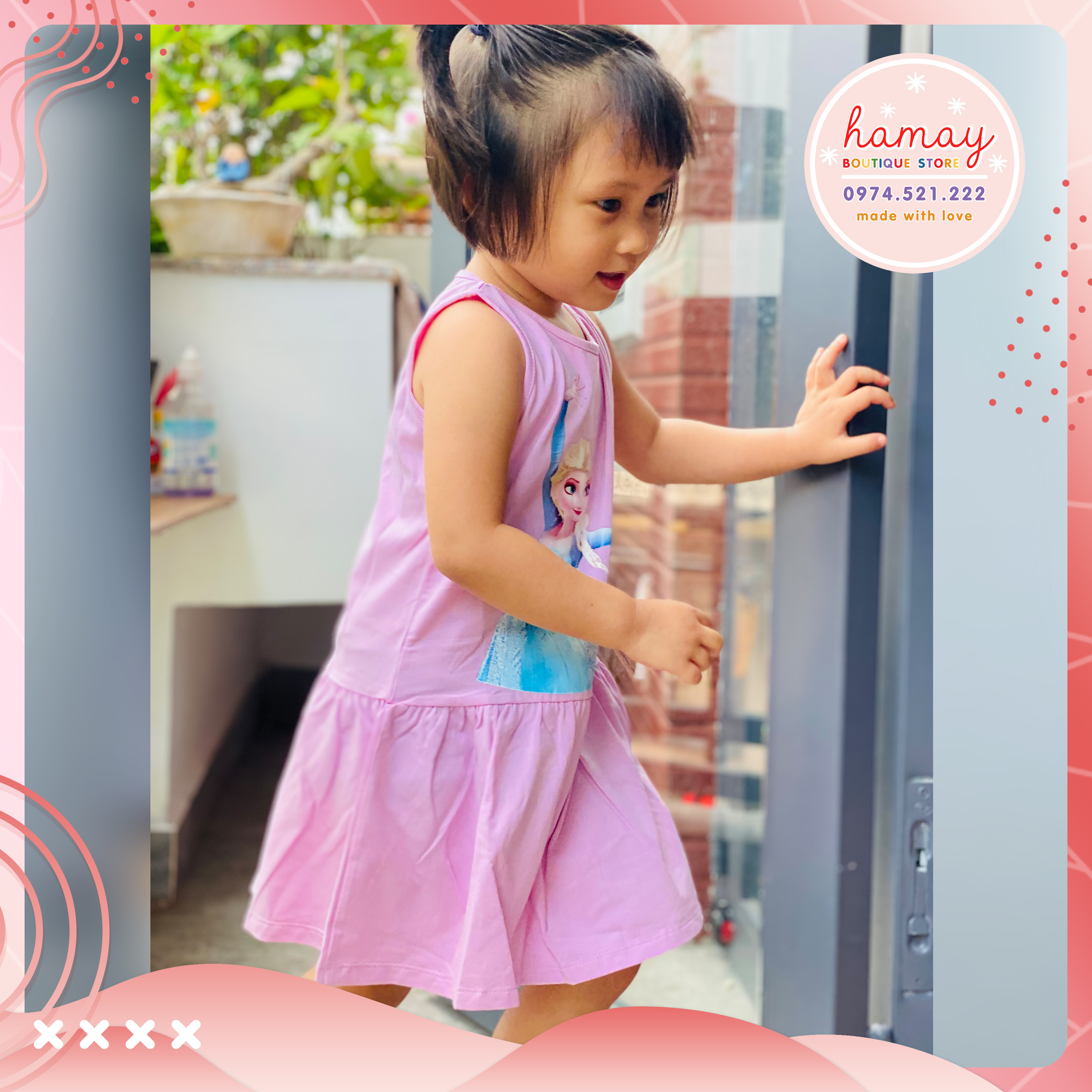 [HCM][Số 4-10] Đầm thun cotton cao cấp Elsa cho bé từ 12 đến 33Kg