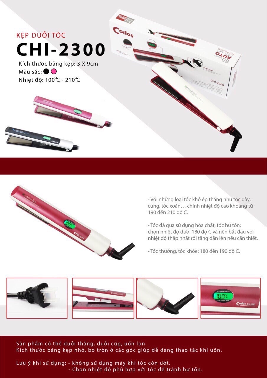 Máy Kẹp Duỗi Tóc Chuyên Nghiệp Codos CHI - 2300