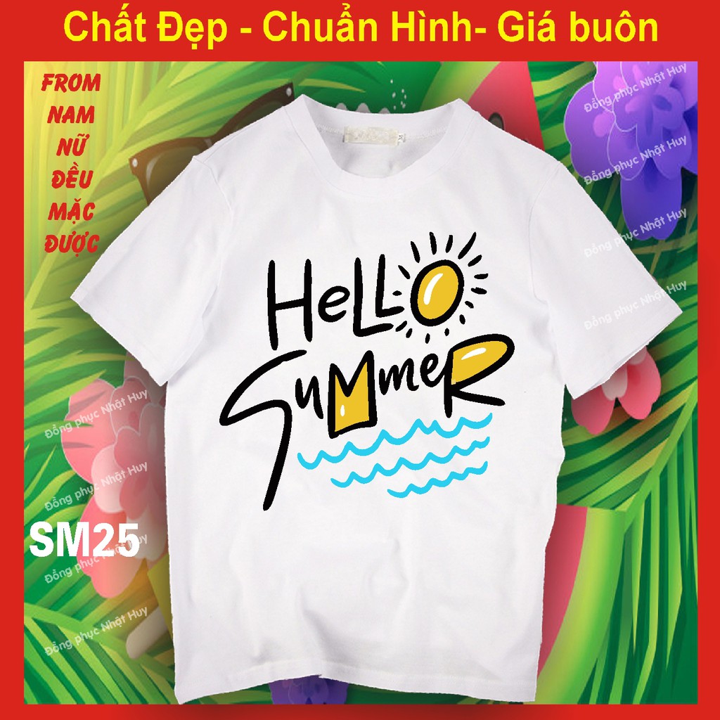 Áo đi biển SM25 đủ size,du lịch,chơi,nhóm, hello summer,thun,phông,đồng phục