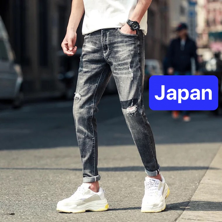 QUẦN JEAN NAM CHẤT BÒ XÁM WASH VẠCH ĐEN HOKAIDO NHẬT BẢN MENLY CHẤT LƯỢNG CAO, CO GIÃN NHẸ CAO CẤP JP-539 JAPAN FASHION