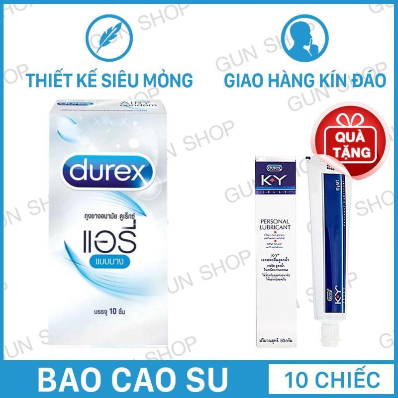 Bao Cao Su (10 chiếc) Thái Lan Durex Invisible Siêu mỏng + Tặng Gel bôi trơn (50ml) Durex KY gốc nước - Toro nhập khẩu