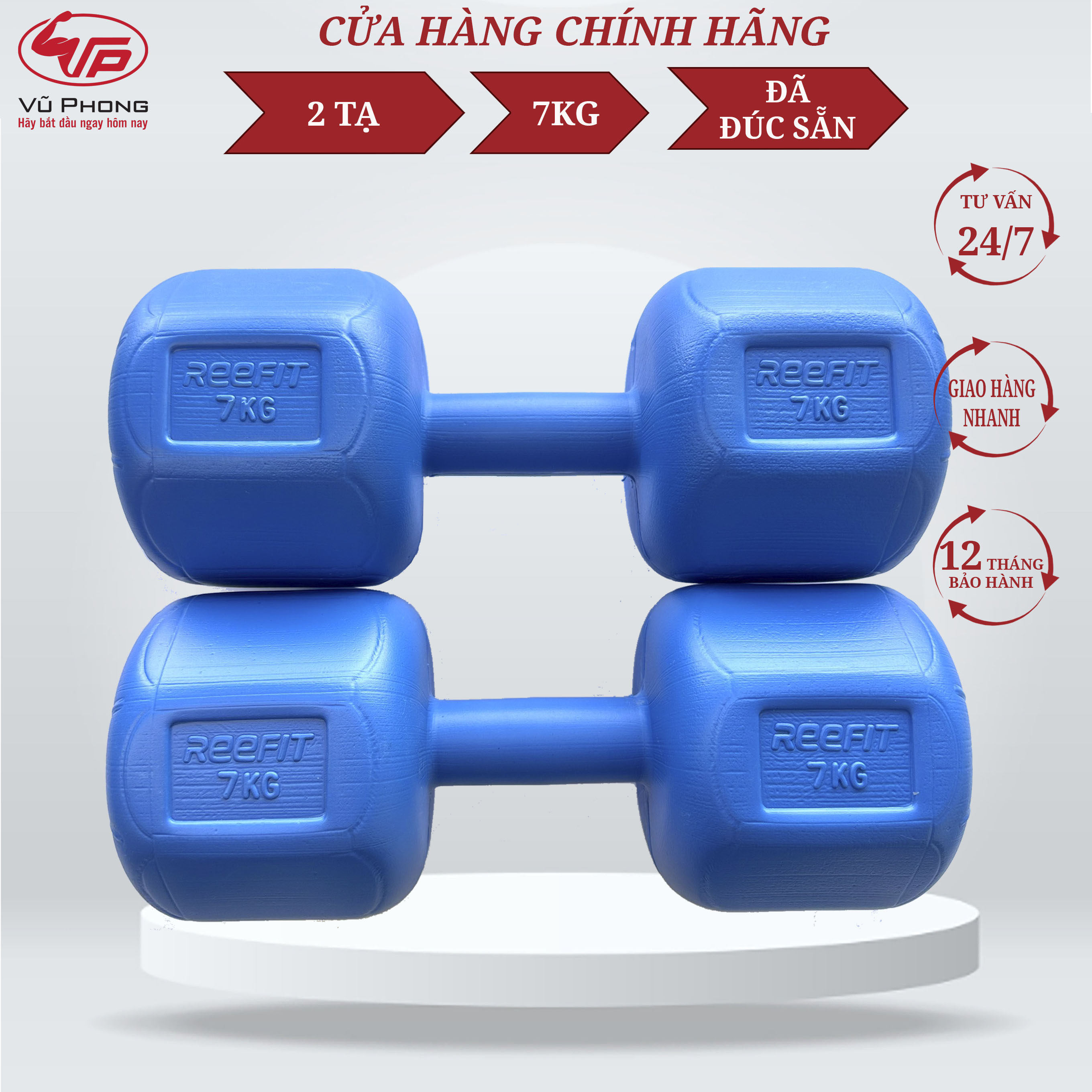 Bộ 2 Tạ Nhựa Bát Giác 7KG (Đã Có Ruột) (gồm 2 tạ 7kg, tổng 14kg)