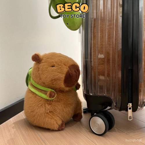 Gấu bông Capybara đeo balo rùa êm mịn dễ thương