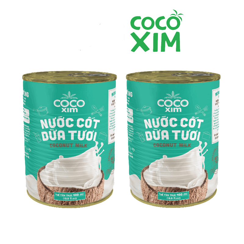 Combo 2 lon nước cốt dừa tươi được làm từ 100% dừa tươi nguyên chất