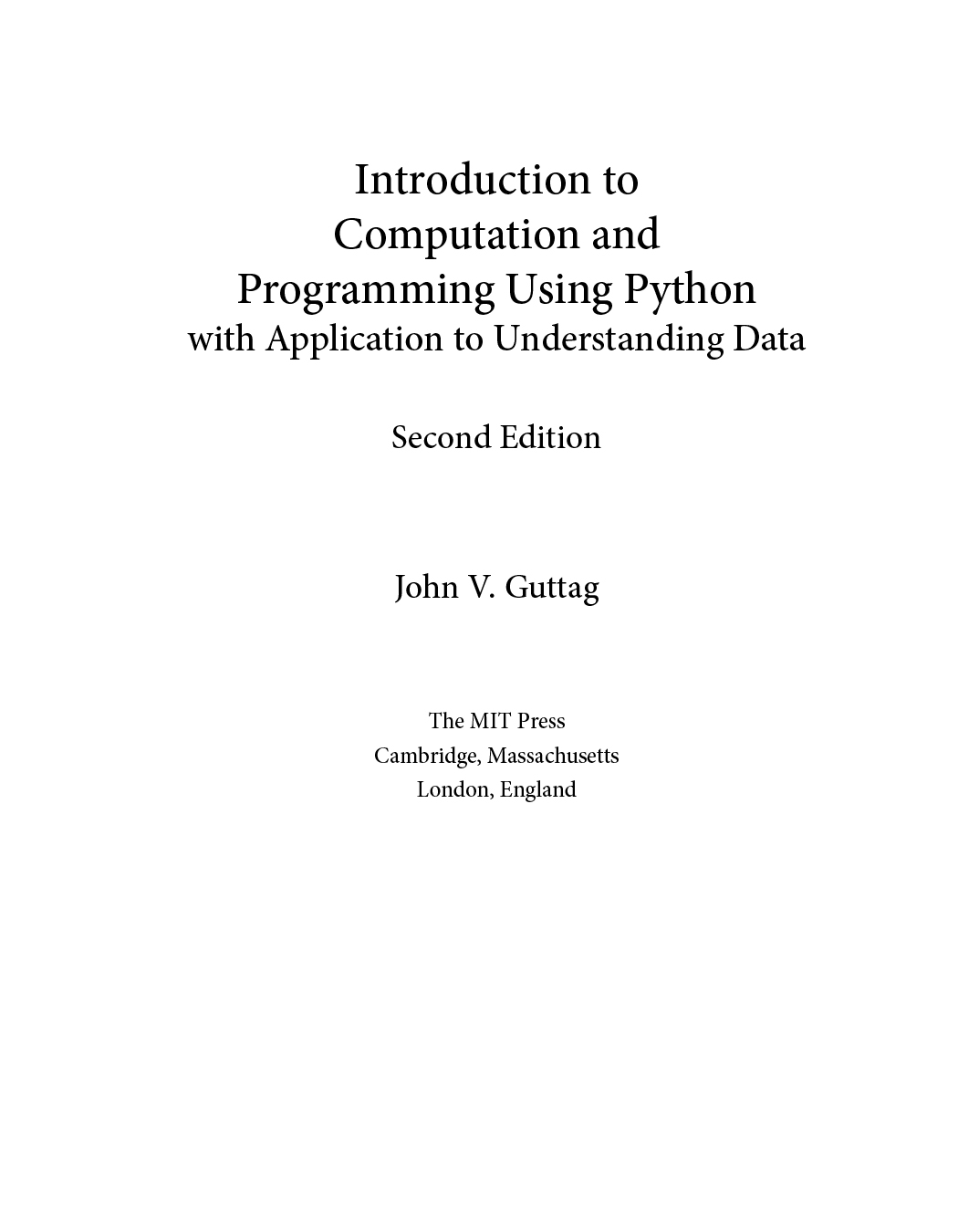 Introduction to Computation and Programming Using Python