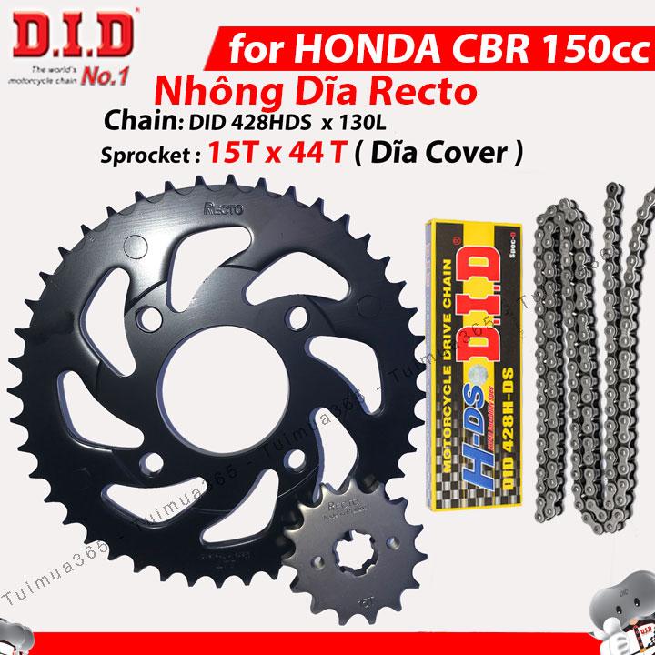 [HCM]Nhông sên dĩa DID Honda CBR 150cc – Sên đen 130L 10ly DID HDS ( Thái Lan 15T x 44T )