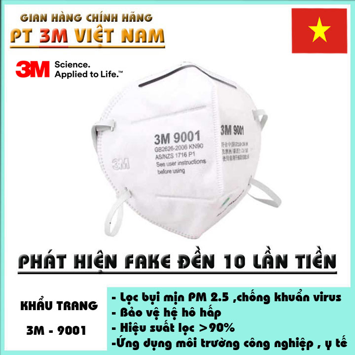 Khẩu trang 3M 9001 kháng khuẩn lọc bụi siêu mịn pm 2.5