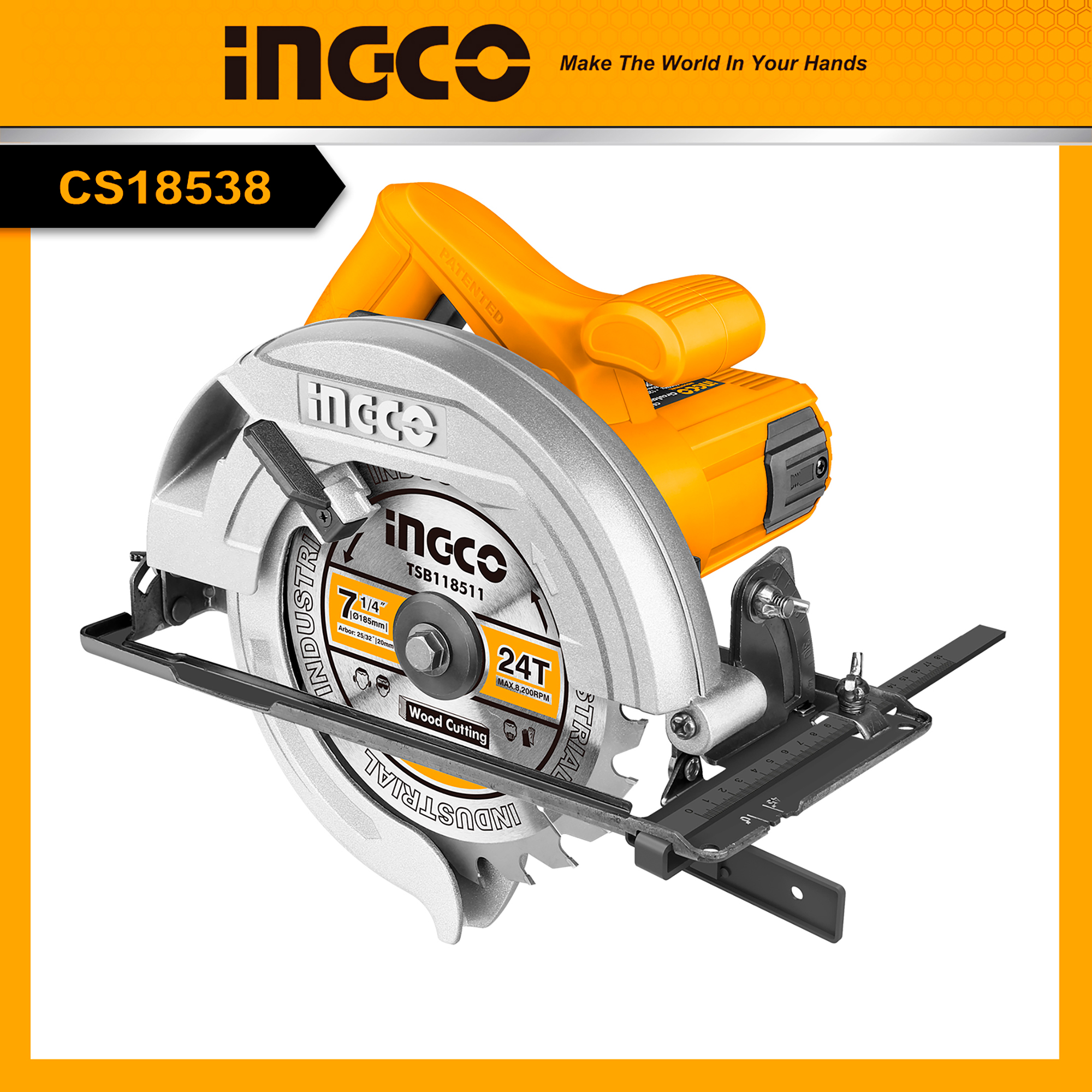 Máy cưa đĩa tròn 185mm1400W Ingco CS18538