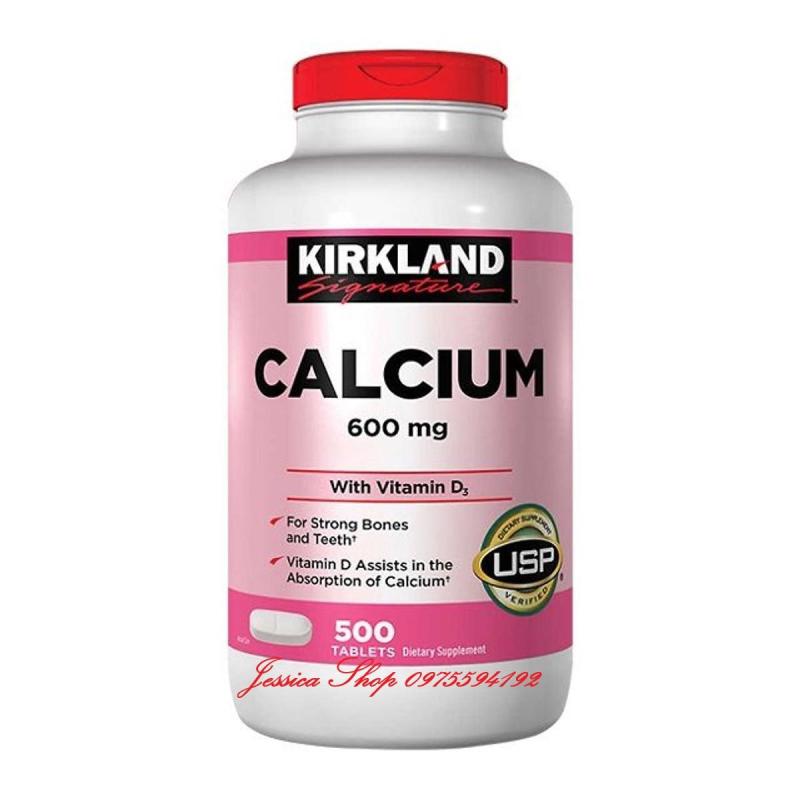 Viên uống bổ sung Canxi Kirkland Calcium 600mg + D3 - Hộp 500 viên của Mỹ nhập khẩu