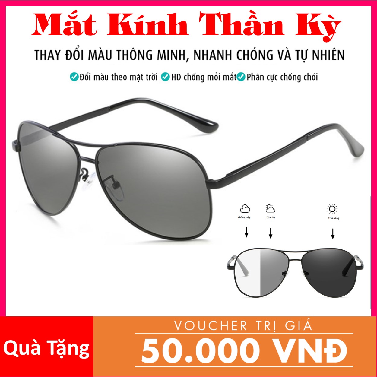 [HCM]Mắt kính thần kỳ Tech Pro Black mắt kính Đổi màu theo cường độ ánh sáng mặt trời tính năng phân cực polarized chống lóa tự sẫm màu bảo vệ khi phát hiện có tia UV gây hại + Tặng Voucher 50k