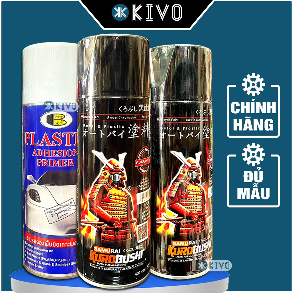 Sơn Lót Samurai /Bosny Chống Rỉ Chốn Cháy Chống Rạn Nứt - Sơn Samurai Lót Nhựa 2k, Lót Nền - Sơn Xịt Xe Máy Oto Kivo