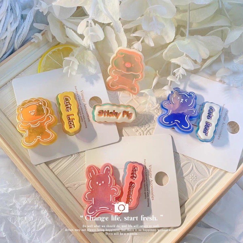Set kẹp tóc hình gấu kẹo
