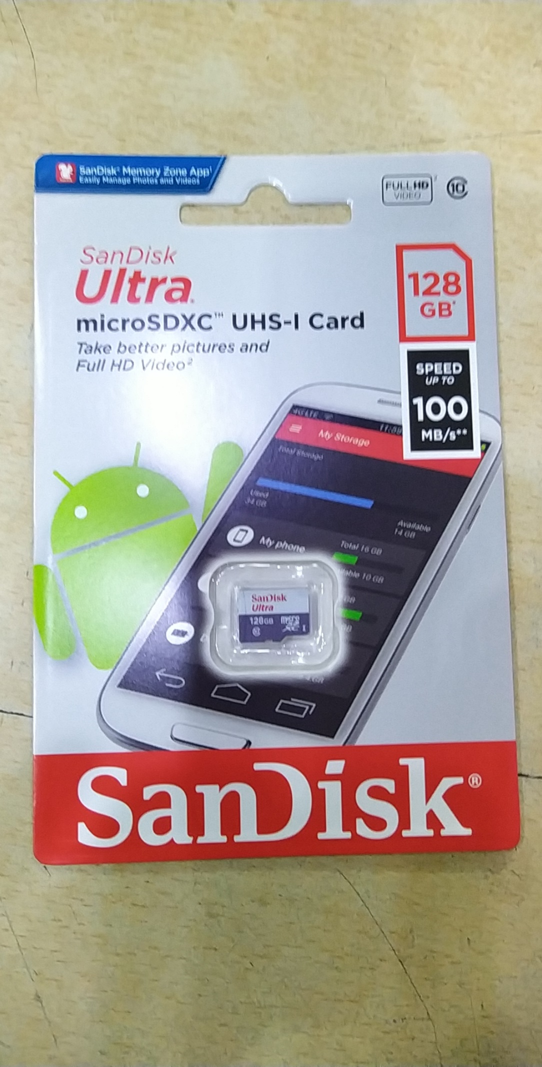 Thẻ nhớ Micro SD 128GB Sandisk class 10 (100MB/s) Chính Hãng (Kèm Adapter)