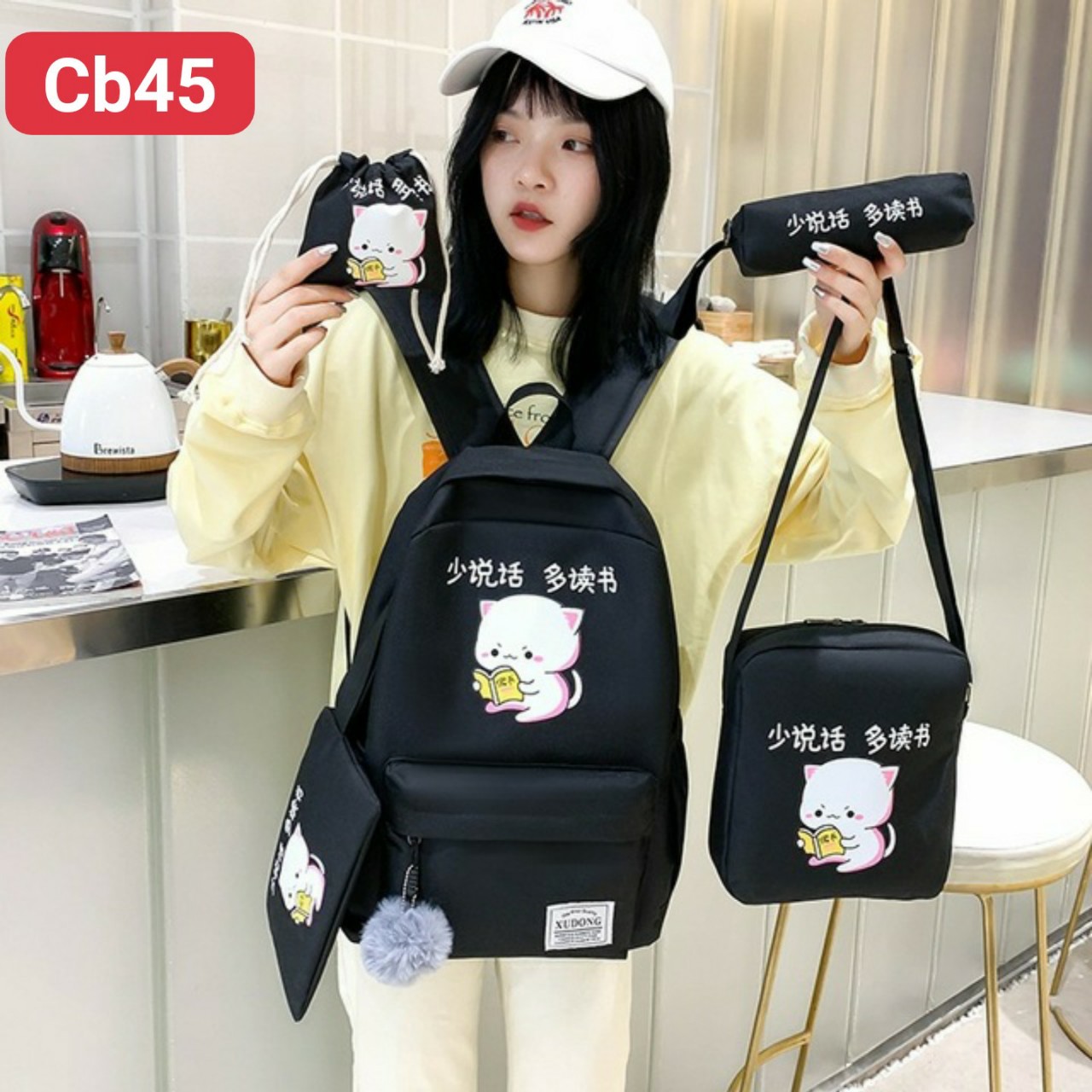 COMBO 4 MÓN mèo đọc sách bay lơ lửng mùa mưa cb45