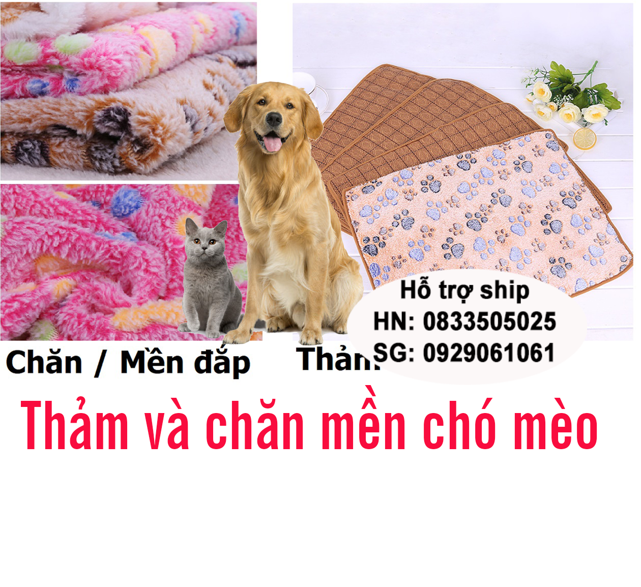 Hanpet - Chăn mền và Thảm cho chó mèo lót cho chó mèo - 3size - thảm ngủ ấm áp cho thú cưng